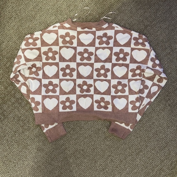 Checkered pink and white sweater. - Picture 2 of 2